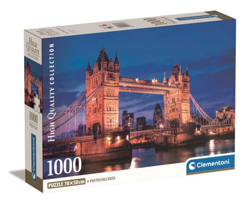 Clementoni, Tower Bridge éjjel puzzle poszterrel, 1000 db