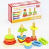 Wooden Toys fa toronyépítő 3 darab egy készletben