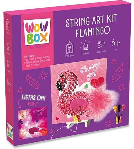 Wow Box: Led fény fonalkép készítő kreatív szett, flamingó